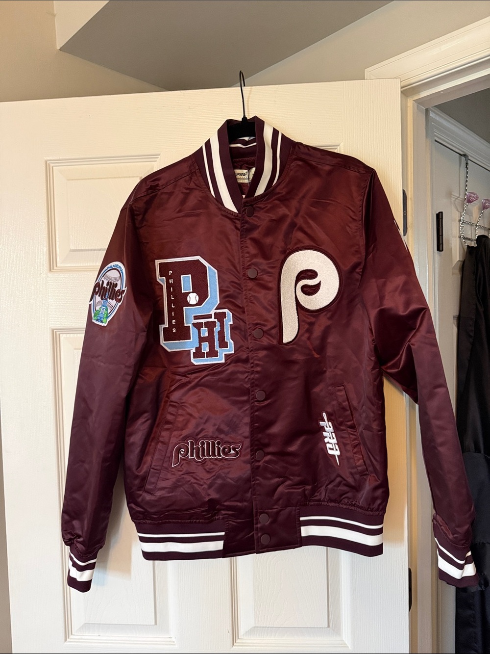 Philadelphia Phillies Maroon Satin Varsity Jacket
